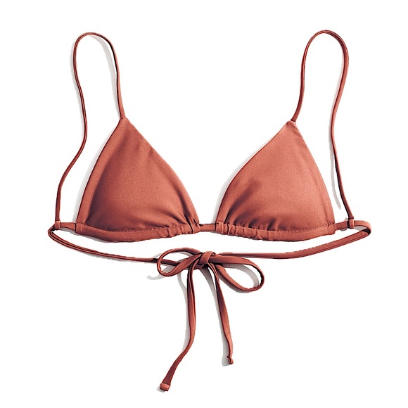 Aerie REAL GOOD String Triangle Bikini Top in Jupiter Brown, Women's Size XXL - Picture 7 of 8